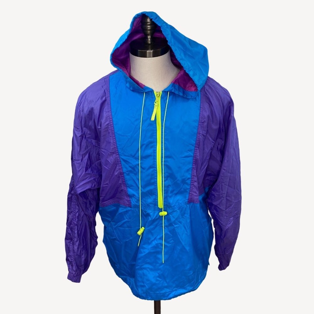 Vintage Mens Helly Hansen Helly-Tech Rain Jacket Waterproof Blue Purple Size L
